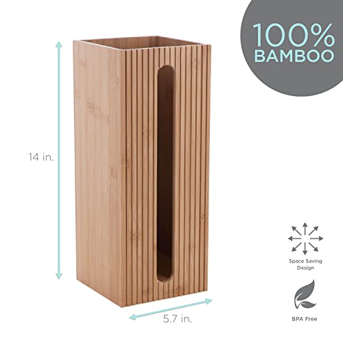 Bath Bliss Square Toilet Tissue Reserve | Dimensions: 5.71 x 5.71 x 14.17 | Bamboo Design | Bathroom Décor | Holds 3 Roles | Easy to Clean | Bamboo - size: Toilet Paper Reserve