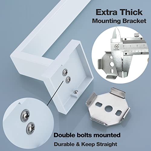 TRUSTMI 5-Piece Bathroom Hardware Set Wall Mount, White | SUS304 stainless steel, laser-welded seamless, 23.6" bar, 10.6" ring, 6.3" holder, 2 hooks, hardware included - color: White