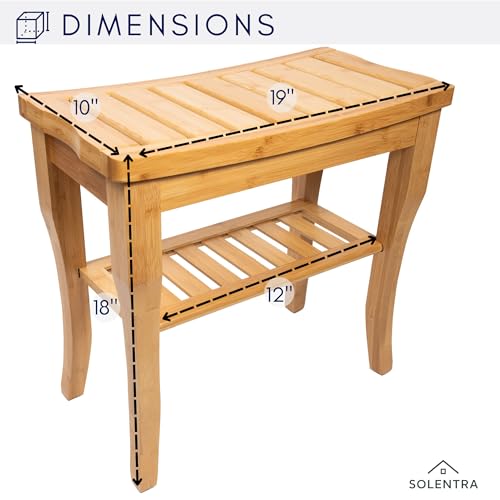 Shower Bench – Waterproof Wooden Spa Seat with Storage Shelf for Bathroom, Sauna & Entryway – Eco-Friendly Bath Stool Available in 3 Sizes - size: 19"