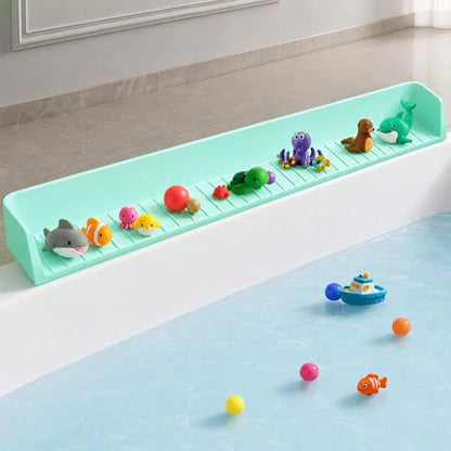 Kids Bathtub Splash Guard, Shelf & Toddler Bath Toy Tray - Green | Bathtub Splash Guard PlayPad Shelf Area with Strong Suction Cups, Bathtub Ledge Guard, Fun Bath Time for Toddlers Baby - color: green