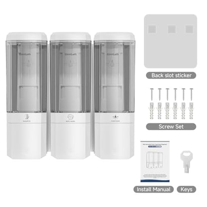 Shampoo and Conditioner Dispenser,GlintGath Shower Dispenser 3 Chamber No Drill Shampoo Dispenser for Shower Wall Mounted Shower Soap Dispenser for Bathroom Hotel,Large Capacity 3 * 500ML,White1 - color: Clear White 3 Chamber