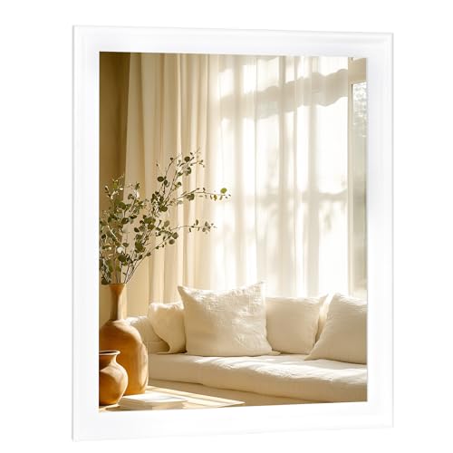 CULER White Wall Mirror for Bathroom,Rectangle Rustic Large 30 x 36 inch Hanging Vanity Mirrors for Living Room,Bedroom,Entryway - color: White, size: 36"L x 30"W