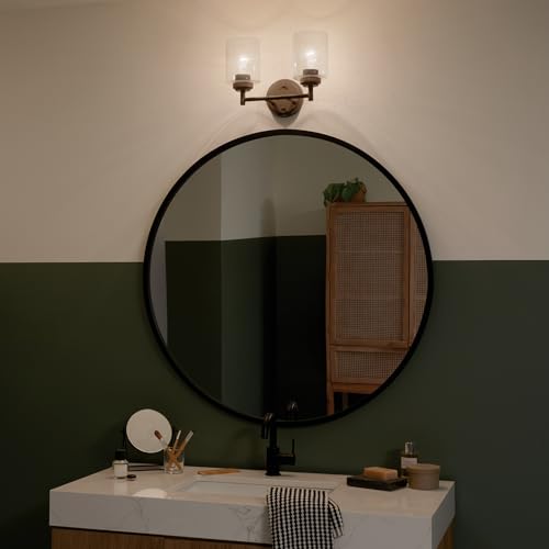 KICHLER Winslow 12.75" 2 Light Vanity Light with Clear Seeded Glass in Olde Bronze® - color: Old Bronze, size: 13"