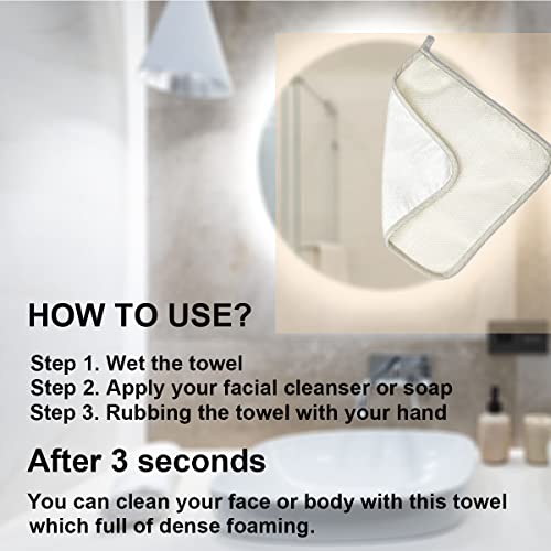 Large XL Soft Weave Cotton Washcloths - Exfoliating Scrubbers for Face & Body - 6 Pack