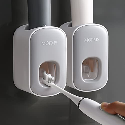 MOPMS Automatic Toothpaste Dispenser Wall Mounted for Kids and Adult 2Pcs | Automatic Toothpaste Squeezer Holder for Bathrooms - color: Grey-2pcs