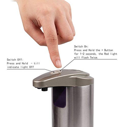 Automatic Soap Dispenser with Infrared Motion Sensor, Touchless Stainless Steel Liquid Soap Dispenser for Kitchen & Bathroom, Waterproof Base, Refillable, Hands-Free Operation