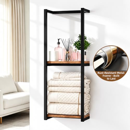 Towel Racks for Bathroom, 2 Tier Wall-Mounted Towel Rack, Home Decor Shelf, Space-Saving Organizer Rack for Household, Bathroom, and Bedroom