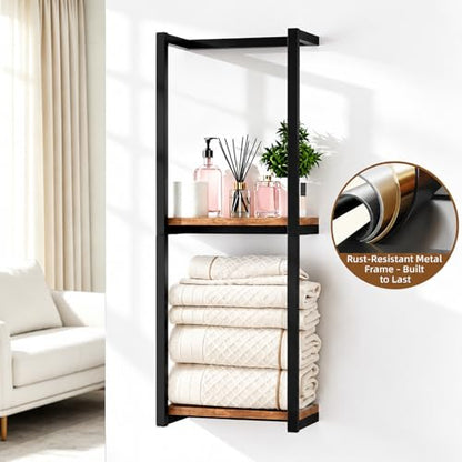 Towel Racks for Bathroom, 2 Tier Wall-Mounted Towel Rack, Home Decor Shelf, Space-Saving Organizer Rack for Household, Bathroom, and Bedroom
