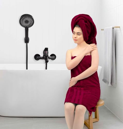 Bath Towels Set of 4 Extra Large Towels set, 30x60 In, 100% Uzbek Cotton 600 GSM, Oeko-TEX, Larger & Lighter Weight, Quicker to Dry, Super Soft and Absorbent, Perfect for Bathroom–Burgundy - color: Burgundy
