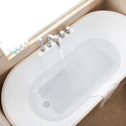 Tree Bud Bathtub Mats for Shower Tub Non-Slip Bath Mat 39 x 16 Inch Extra Long Shower Mat, Bath Tub Mat for Bathroom with Machine Washable, BPA Free for Kids (Clear) - color: Clear