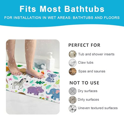 Baby Bath Mat for Tub Non Slip Kids, BPA Free Extra Long Bathtub Mat 40x16 with Drain Holes and 200 Suction Cups, Non Toxic Machine Washable Toddler Bath Mat, Eco-Friendly Certified - color: M-purple Hippopotamus