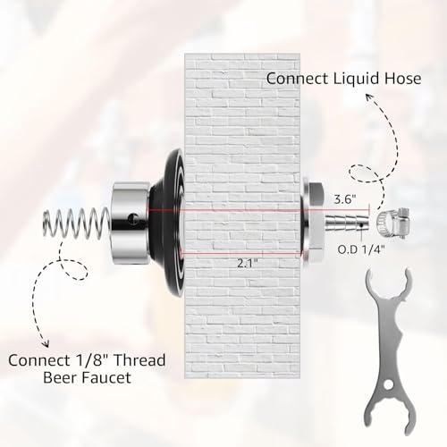 MRbrew 3" Beer Faucet Shank, Stainless Steel Beer Tap Shank 1/4'' Barb | Fits Refrigerator/Freezer Walls Cabinet Kegerator Beer Towers Jockey Box Panels Homebrew & Bar Draft Beer Dispenser - size: 3" Shank