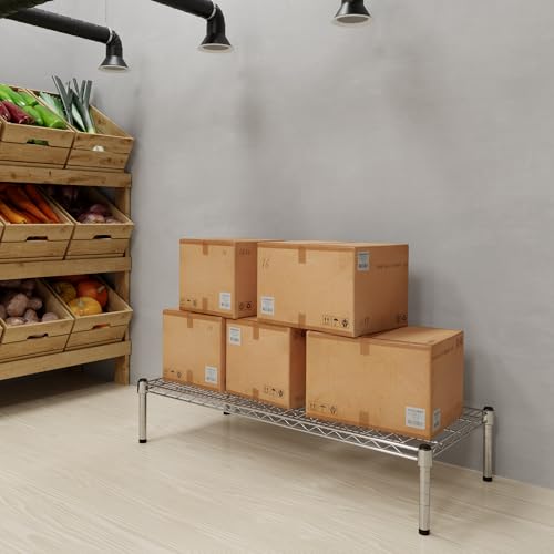 18" Deep x 42" Wide x 8" Height 1-Tier Wire Shelving Kit | NSF Commercial Storage Rack Unit - size: 18" Deep x 42" Wide