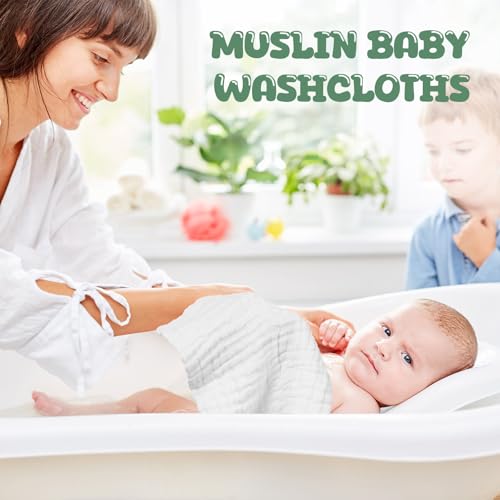 20 Pcs Baby Muslin Washcloth 12 x 12 Inch 100% Cotton Soft and Absorbent Muslin Washcloth Burp Cloth Wipe Newborn Face Towel for Baby Boy Girl Sensitive Skin (White, Khaki, Dark Green) - color: White, Khaki, Dark Green