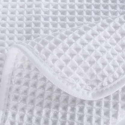 POLYTE 430 GSM Poly Blend Microfiber Quick Dry Waffle Bath Towel, 30x60 in | 4 Pack, Oversize, Lint Free, Body Towel - color: White