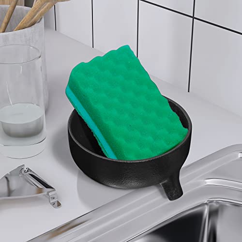 Self Draining Soap Dish, Ceramic Soap Dish with Drain for Bathroom Shower, Kitchen Sponge Holder Dish Sponge Holder for Kitchen Sink Ceramic Soap Holder Case Tray…