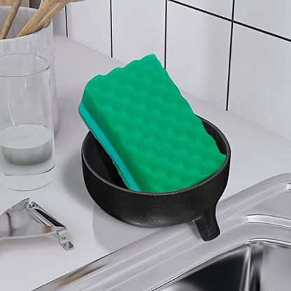 Self Draining Soap Dish, Ceramic Soap Dish with Drain for Bathroom Shower, Kitchen Sponge Holder Dish Sponge Holder for Kitchen Sink Ceramic Soap Holder Case Tray…