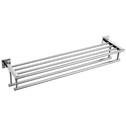 KOKOSIRI Bathroom Towel Rack Towel Holder 32 Inches Bath Towel Shelf with Double Towel Bars Wall Mounted, Polished Chrome Stainless Steel B6005CH-L32 - color: Polished Chrome, size: 32 Inch