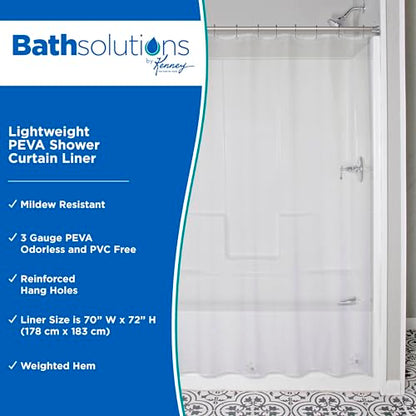 Kenney KN61433 Lightweight 3 Gauge Waterproof PEVA Shower Curtain Liner with Durable Eyelet Hang Holes and Weighted Magnetic Hem for Bathroom, 70" W x 72" H, Clear (Pack of 6) - color: Clear, size: 70"W x 72"L (Pack of 6)