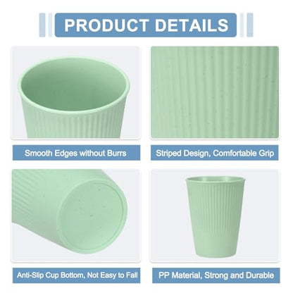 uxcell 4 Pcs Simple Toothbrush Cup, 3.3 x 3.3 x 4.2 Dishwasher Safe Bathroom Tumbler Reusable Plastic Cup Set for Storing Toothpaste Combs, Light Green - color: Light Green