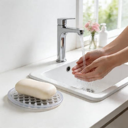 2 Pcs Soap Dish with Drainage Holes, Silicone Soap Holder | Clear Bar Holder Tray, Self Draining Soaps Saver for Shower, Anti-Slip Soaps Container for Bathroom, Shower, Kitchen