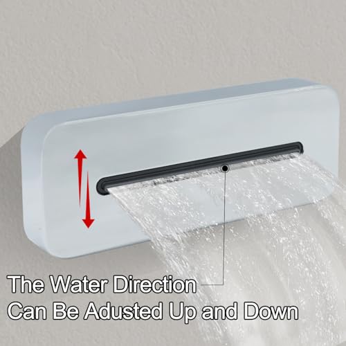 Temperature Display Shower Valve with Wall Mounted Waterfall Tub Faucet Kit Waterfall Tub Spout One Way Shower Deliver Valve - color: Polished Chrome, style: Adjustable bathtub faucet