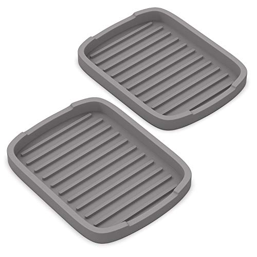 ZAPPOWARE Silicone Sponge Holder -soap Tray - 5.9" X 4.33" Set -2pcs (Gray) - color: Gray