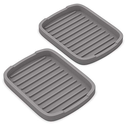 ZAPPOWARE Silicone Sponge Holder -soap Tray - 5.9" X 4.33" Set -2pcs (Gray) - color: Gray