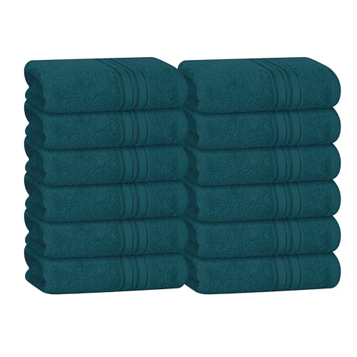 BOUTIQUO Ultra Soft Cotton Washcloths, Contains 12 Piece Face Cloths 12x12 inch, Ideal for Everyday use Face Towels, Compact & Lightweight Multi Purpose Washcloths - Teal - color: Teal, size: Washcloths - Set of 12