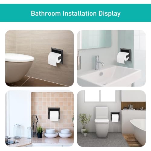 Recessed Toilet Paper Holder, Stainless Steel Toilet Paper Roll Holder | Tissue Dispenser Wall Mount for Bathroom Space Saving Design with Mounting Bracket - color: Black