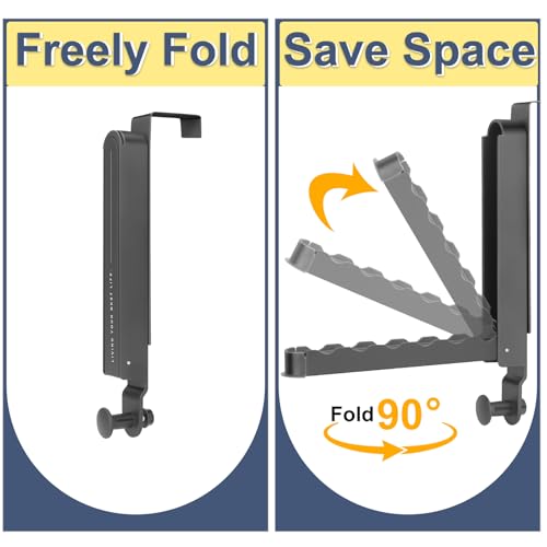 Majewel Over The Door Hooks Hanger 2 Pack, Adjustable Foldable Drying Rack for Laundry, Towels, Bags, Bathroom, Black