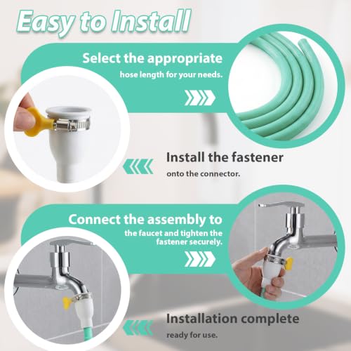 Faucet Hose Adapter for Sink, Transparent PVC Tube with Adjustable Faucet Connector and Hose Clamp Portable Water Transfer Accessories for Sink, Bucket, Garden, Pet Bathing (6.5 FT-Green) - size: 6.5 FT-Green