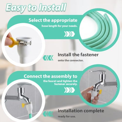 Faucet Hose Adapter for Sink, Transparent PVC Tube with Adjustable Faucet Connector and Hose Clamp Portable Water Transfer Accessories for Sink, Bucket, Garden, Pet Bathing (6.5 FT-Green) - size: 6.5 FT-Green