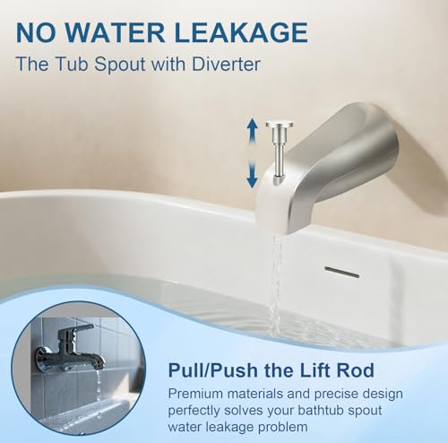 Universal Tub Spout for 1/2" Copper Pipe, 1/2" IPS and 3/4" IPS, Bathtub Faucet with Diverter and Adapter and Hex Wrench (Brushed Nickel) - color: Brushed Nickel