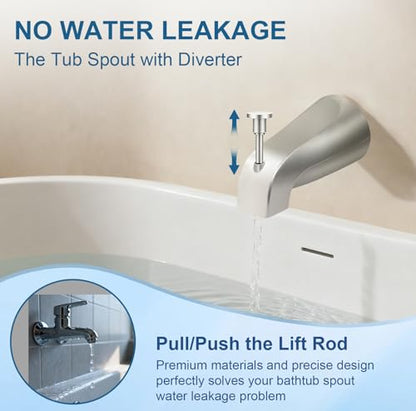 Universal Tub Spout for 1/2" Copper Pipe, 1/2" IPS and 3/4" IPS, Bathtub Faucet with Diverter and Adapter and Hex Wrench (Brushed Nickel) - color: Brushed Nickel