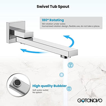gotonovo Tub Shower Faucet Set with Valve Kit 10’’ Head,Polished Chrome | Shower System with Tub Spout,SUS304 Rain Head with Handheld Sprayer,Swivel Spout,All Metal,Rough-In Valve Trim Kit,Wall Mount - color: Chrome, size: 10’’ Head