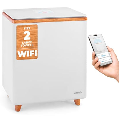 SereneLife WIFI Luxury Rectangle Towel Warmer - Spa & Bathroom Towel Heater with Custom Fragrance, Auto Shut-Off, Fits 2 large Towels, Blankets, Bathrobes, PJ's - Perfect Gift for Him & Her (Natural) - color: Natural