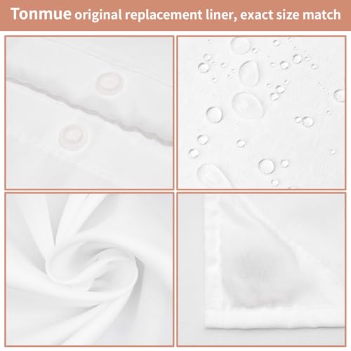 1 Pack Fabric Snap in Shower Curtain Liner, 70W x 54H Removable Water Repellent Liner Removable & Water-Repellent, for 71W x 74H Hookless Shower Curtain - color: White, size: 54"W x 71"L (Pack of 1)
