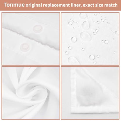 1 Pack Fabric Snap in Shower Curtain Liner, 70W x 54H Removable Water Repellent Liner Removable & Water-Repellent, for 71W x 74H Hookless Shower Curtain - color: White, size: 54"W x 71"L (Pack of 1)