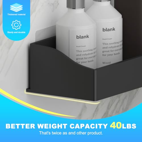 Acrylic Shower Organizer 3 Pack, Acrylic Adhesive Shelves Wall Mounted Bathroom Shower Caddy, No Drilling Required, Suitable for Shower and Kitchen Storage - color: Matte Black