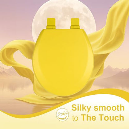 Toilet Seat, Slow Close, Soft Touch, Ultra-Smooth Matte Finish (No Orange-Peel Texture), Premium Moulded Wood, Quick Release, PIKLiDS (Yellow, Round) - color: Yellow, size: Round
