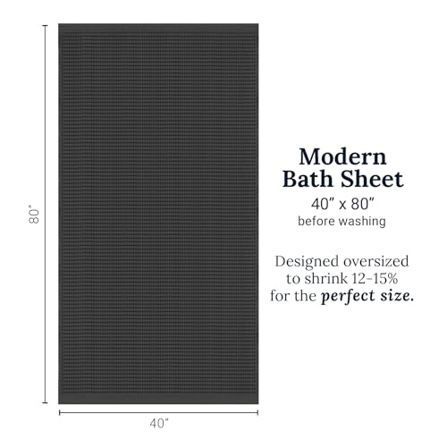 GILDEN TREE Waffle Bath Sheet Quick Dry Towel, Thin Luxury Bath Towels, 40x80 Large Bath Towels 2 Pack Bath Sheets, Modern Style (Faded Black) - color: Faded Black, size: Bath Sheet (40" x 80") 2 Pack