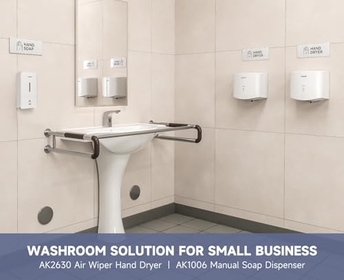 AIKE Liquid Commercial Soap Dispenser,27oz for Bathroom Pure White,AK1006 | No-Drill and Screw Dual Wall Mount Install Design for Space-Saving,Easy Push Easy Refill and Large Capacity for Commercial - color: White