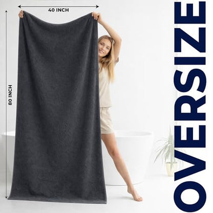 DAN RIVER Pack of 1 Oversized Bath Sheet, 40 x 80 Inches, Charcoal | 100% Cotton Jumbo Bath Towel with Extra Large Coverage, Lightweight Feel, Super Soft & Quick Dry - color: Charcoal, size: 40x80" Oversized Bath Sheet