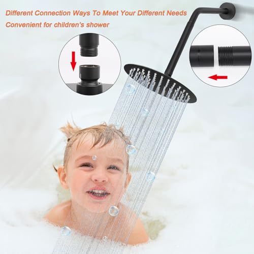 Shower Head Extension Arm, Shower Extender Water Outlet- Lowers Existing, Shower Pipe Extension for Bathroom, Made of Solid Metal Stainless Steel(8 Inch, Matte Black) - color: Matte Black, style: 8 Inch
