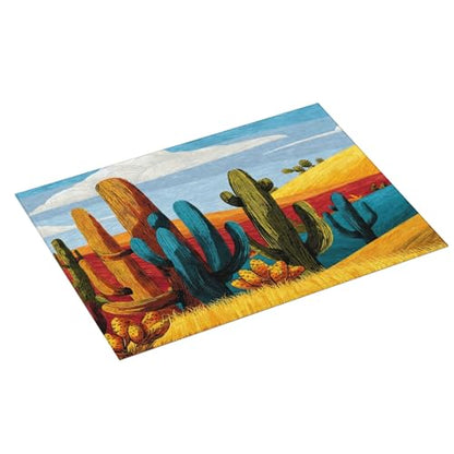 Cactus Dish Drying Mats for Kitchen Counter Absorbent Reversible Drying Mats Microfiber Kitchen Countertop Protector Dishes Drying Pad Extra Large “18 x 24" Dish Mat - color: Yellow-Cactus