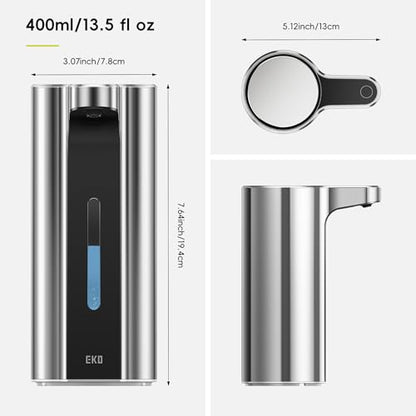 EKO Aroma Pro 13.5 fl oz Touchless Automatic Liquid Soap Dispenser, Rechargeable Hand & Dish Soap Dispenser for Bathroom and Kitchen, Waterproof, Adjustable Volume Control (Chrome Metallic) - color: Chrome Metallic, size: 13.5 oz (Premium Wireless Chargin