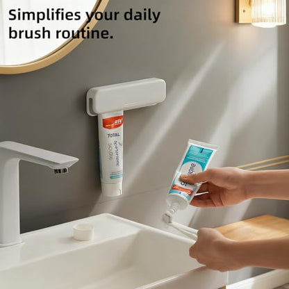 Toothpaste Holder, Toothpaste Wall Holder for Bathroom, Tooth Paste Hanger | JM.JEEMI Wall Mounted Toothpaste Clips, Tooth Paste Organizers Round Gripper for Shower - Adhesive, White, Large - size: Large_Rd