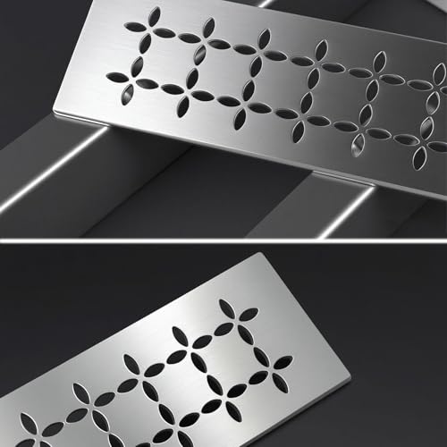 Floral Design Brushed Stainless Steel Shower Shelf for 12" Prefab Niches - Tool-Free Drop-in, Fits Standard 1/8 Inch Grout Lines (Matte Silver) - color: 1 PACK