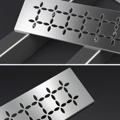 Floral Design Brushed Stainless Steel Shower Shelf for 12" Prefab Niches - Tool-Free Drop-in, Fits Standard 1/8 Inch Grout Lines (Matte Silver) - color: 1 PACK